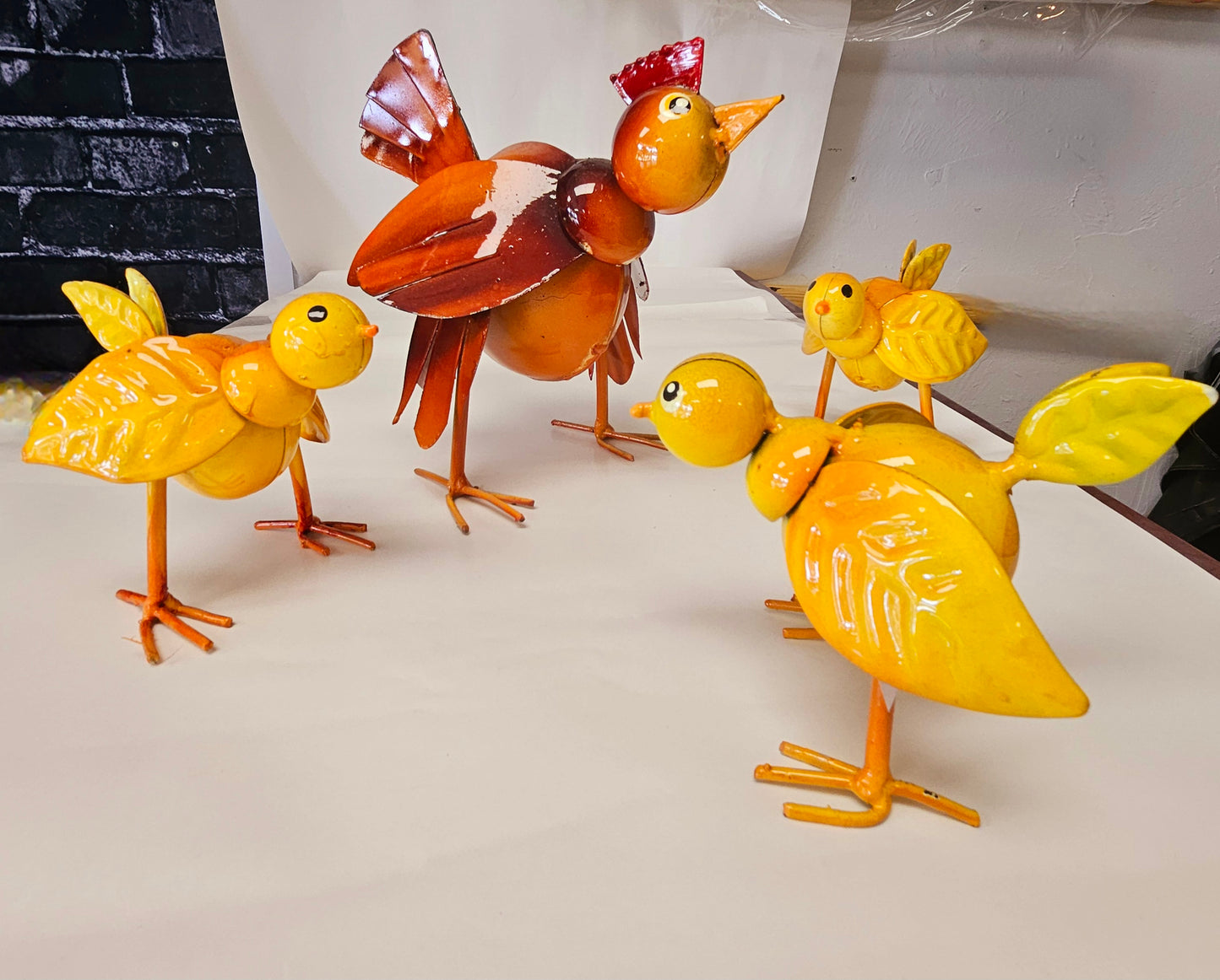 Handcrafted metal Hen and chicks set