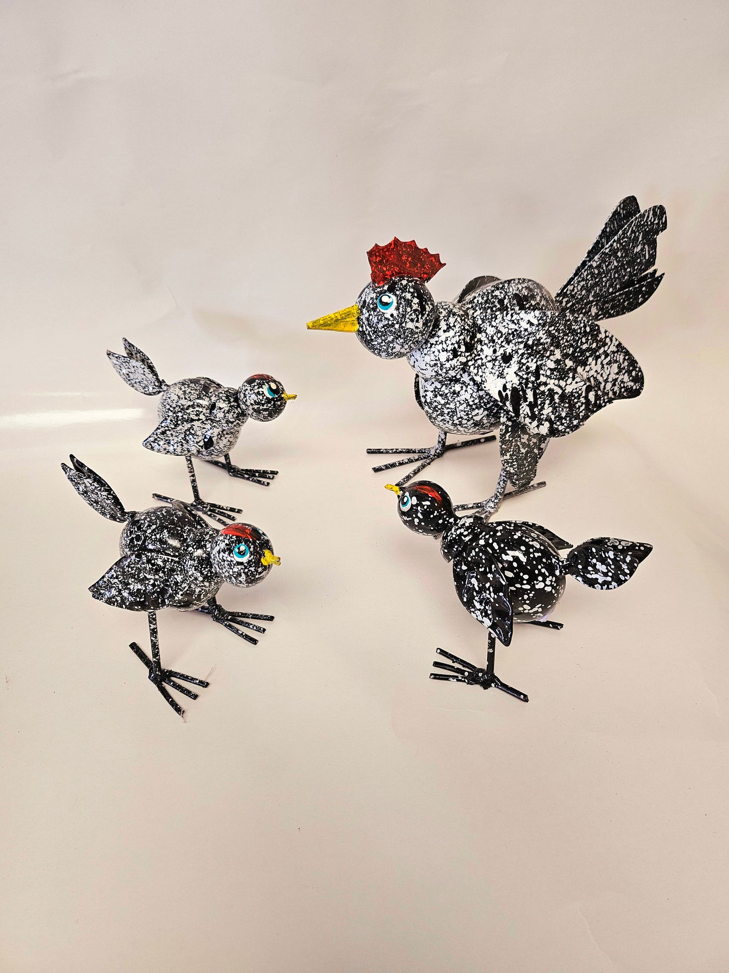 Handcrafted metal Hen and chicks set