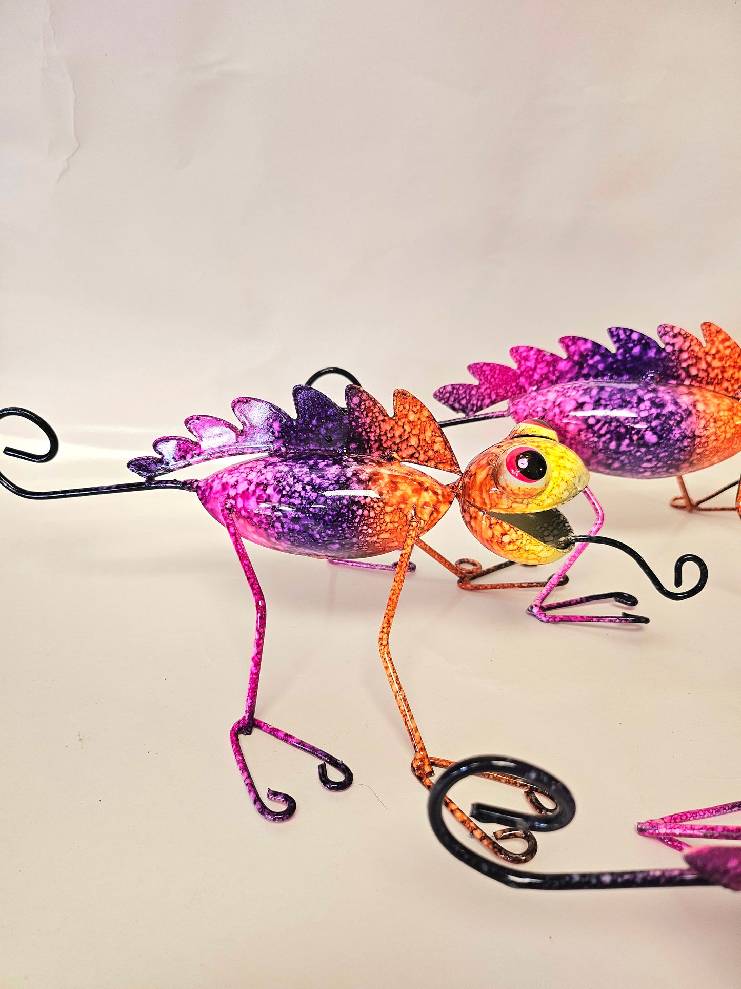 Handcrafted metal chameleons