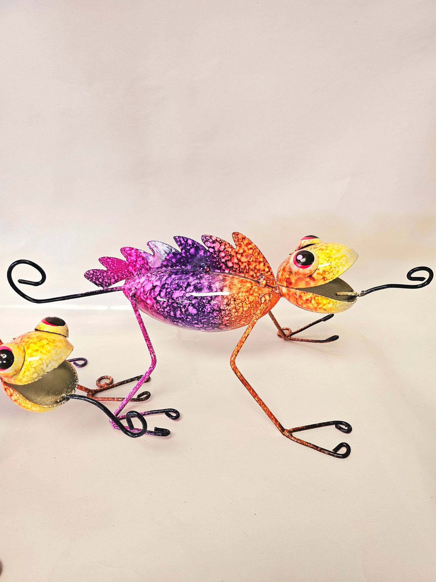 Handcrafted metal chameleons