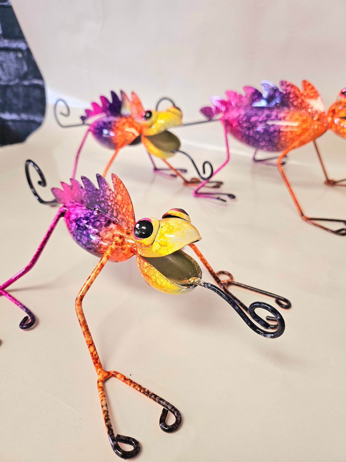 Handcrafted metal chameleons