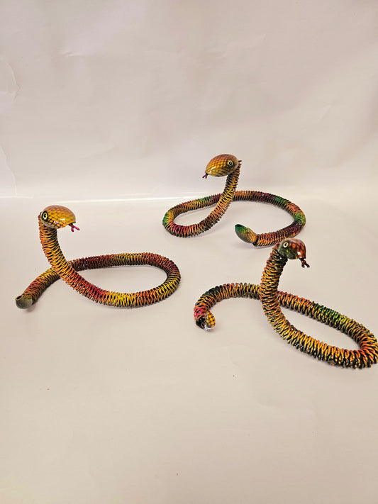 handmade metal snakes set of 3