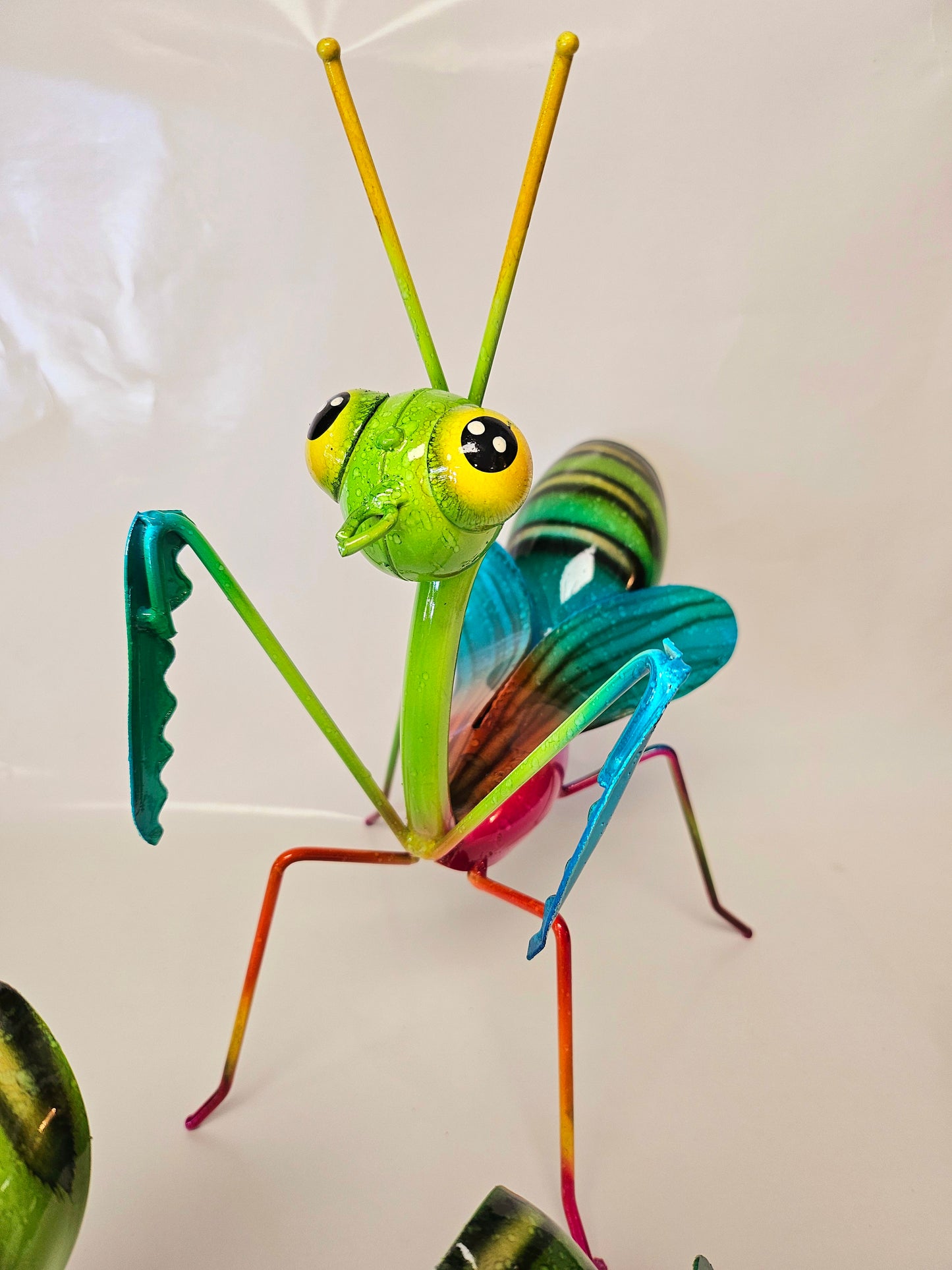 set of 3 handcrafted metal praying mantis