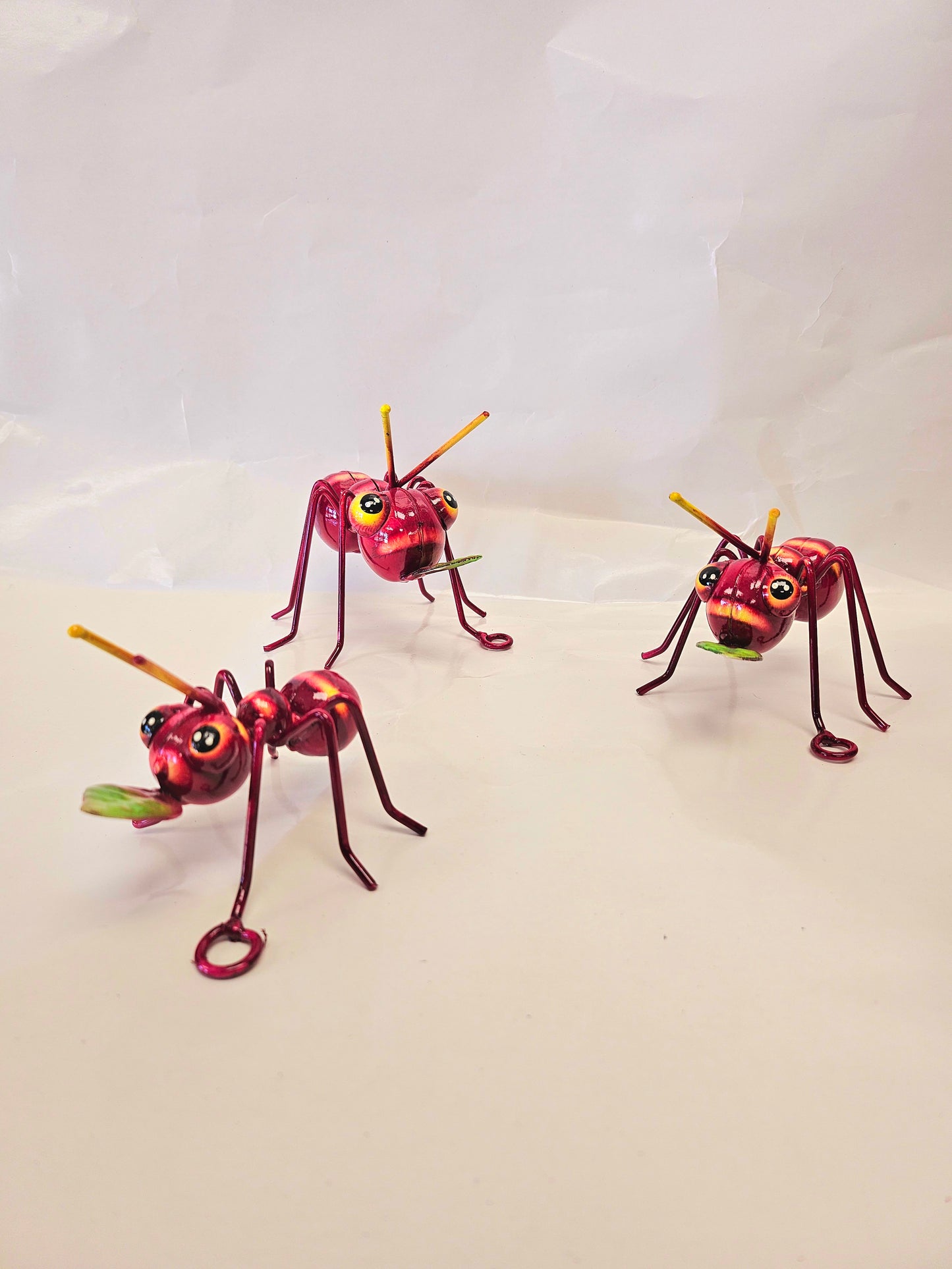 Cute tiny set of 3 metal ants. Handcrafted