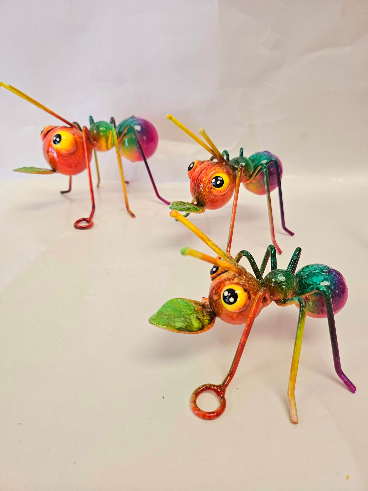 Cute tiny set of 3 metal ants. Handcrafted