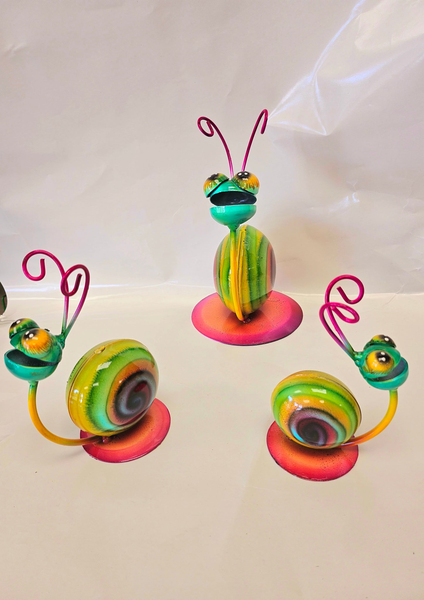 Handcrafted metal snails. Set of 3