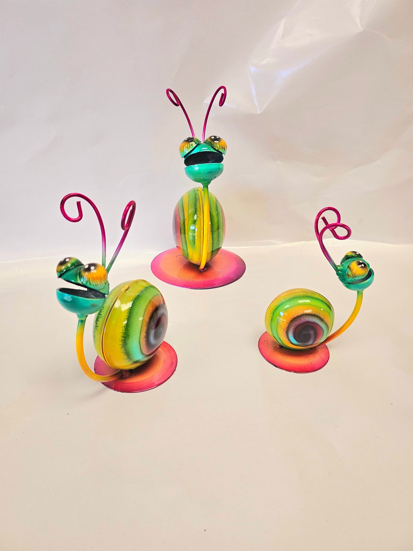 Handcrafted metal snails. Set of 3