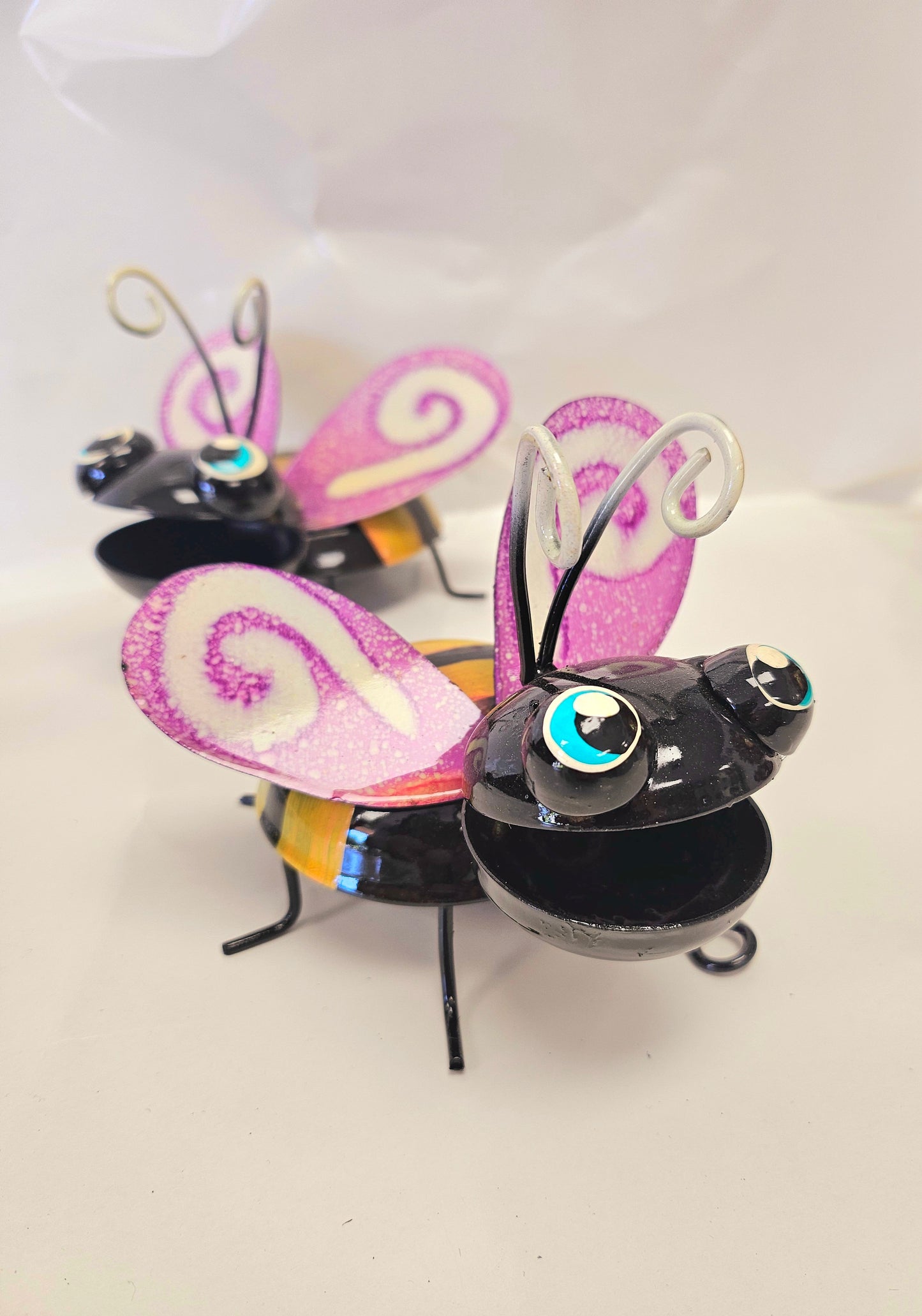 Handcrafted metal bumblebees ser of 3