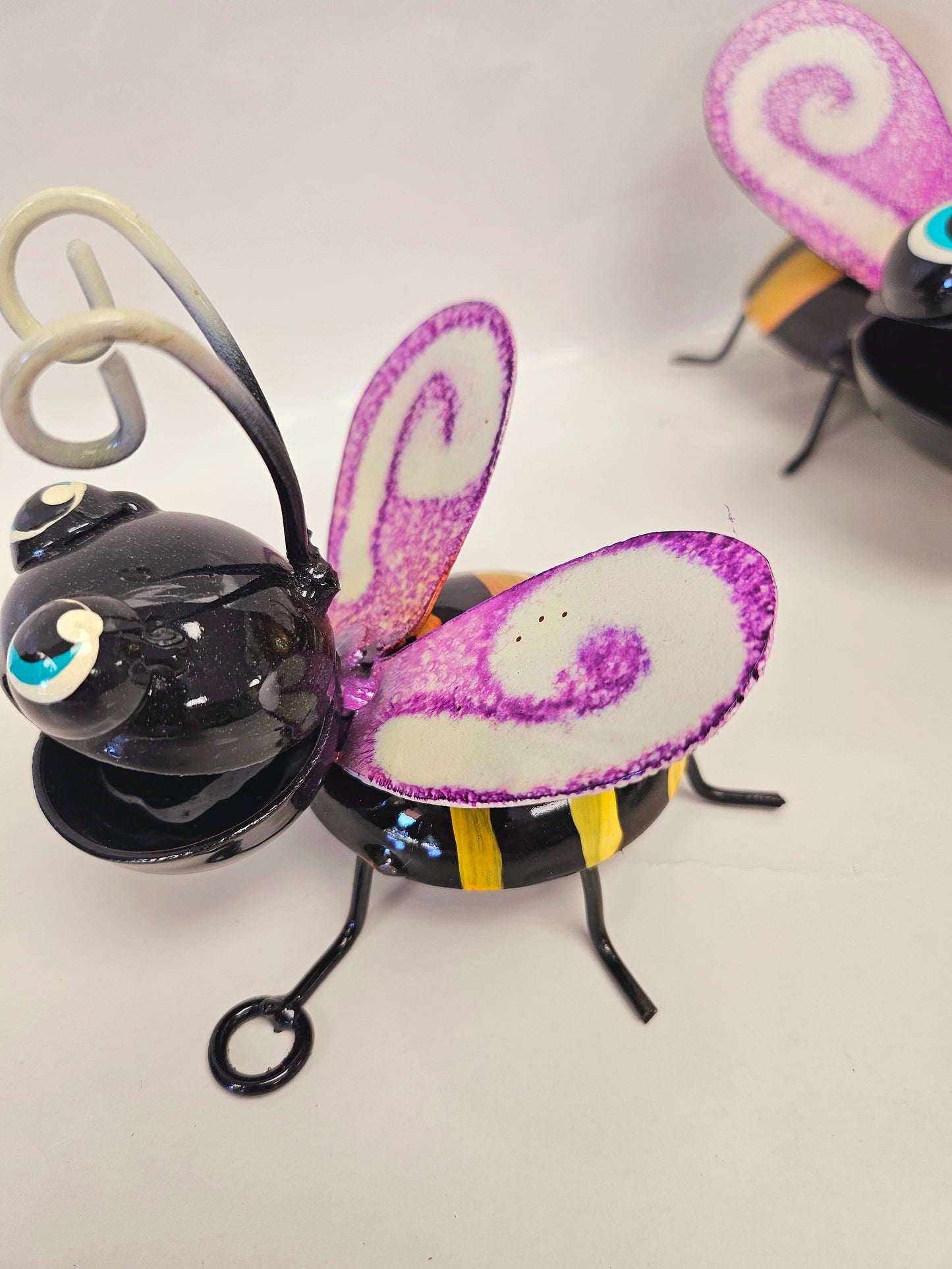 Handcrafted metal bumblebees ser of 3