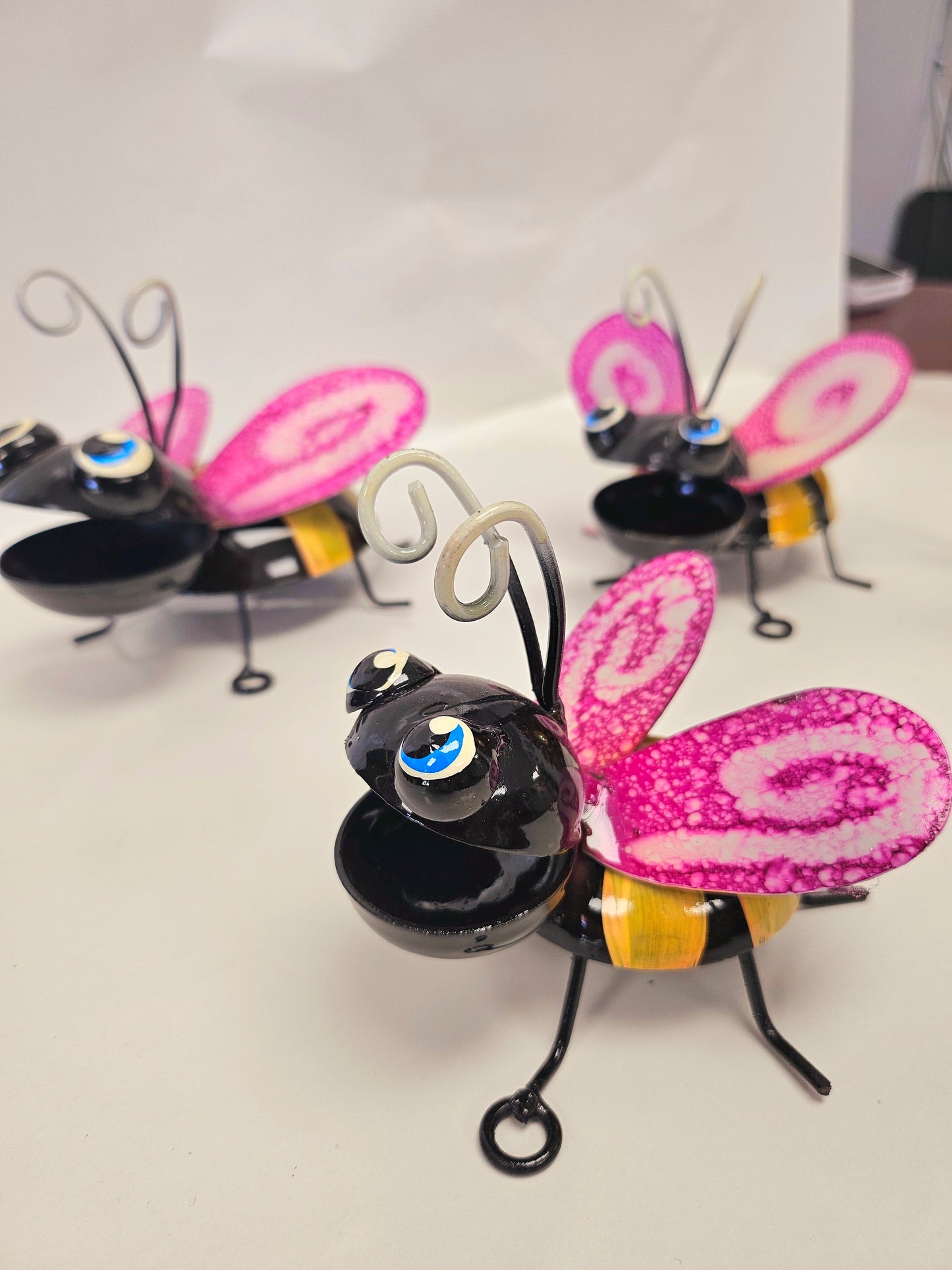 Handcrafted metal bumblebees ser of 3