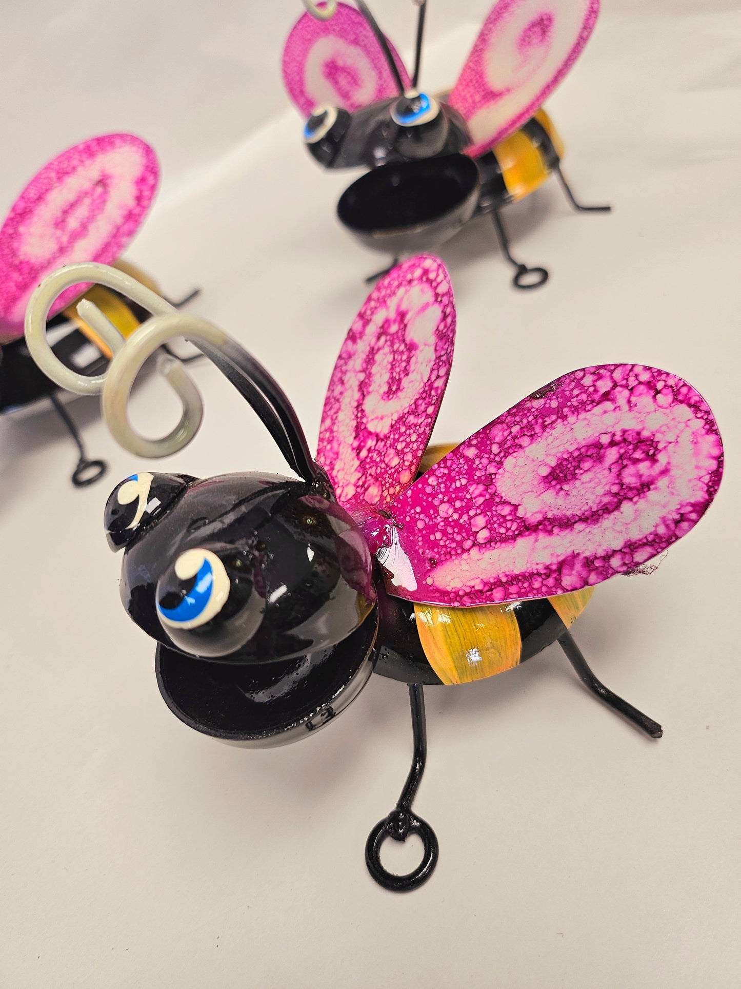 Handcrafted metal bumblebees ser of 3