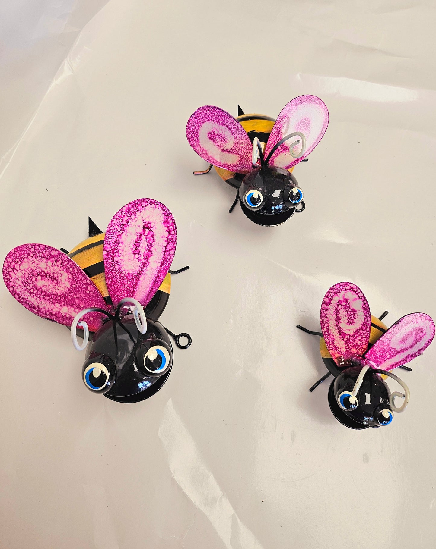 Handcrafted metal bumblebees ser of 3