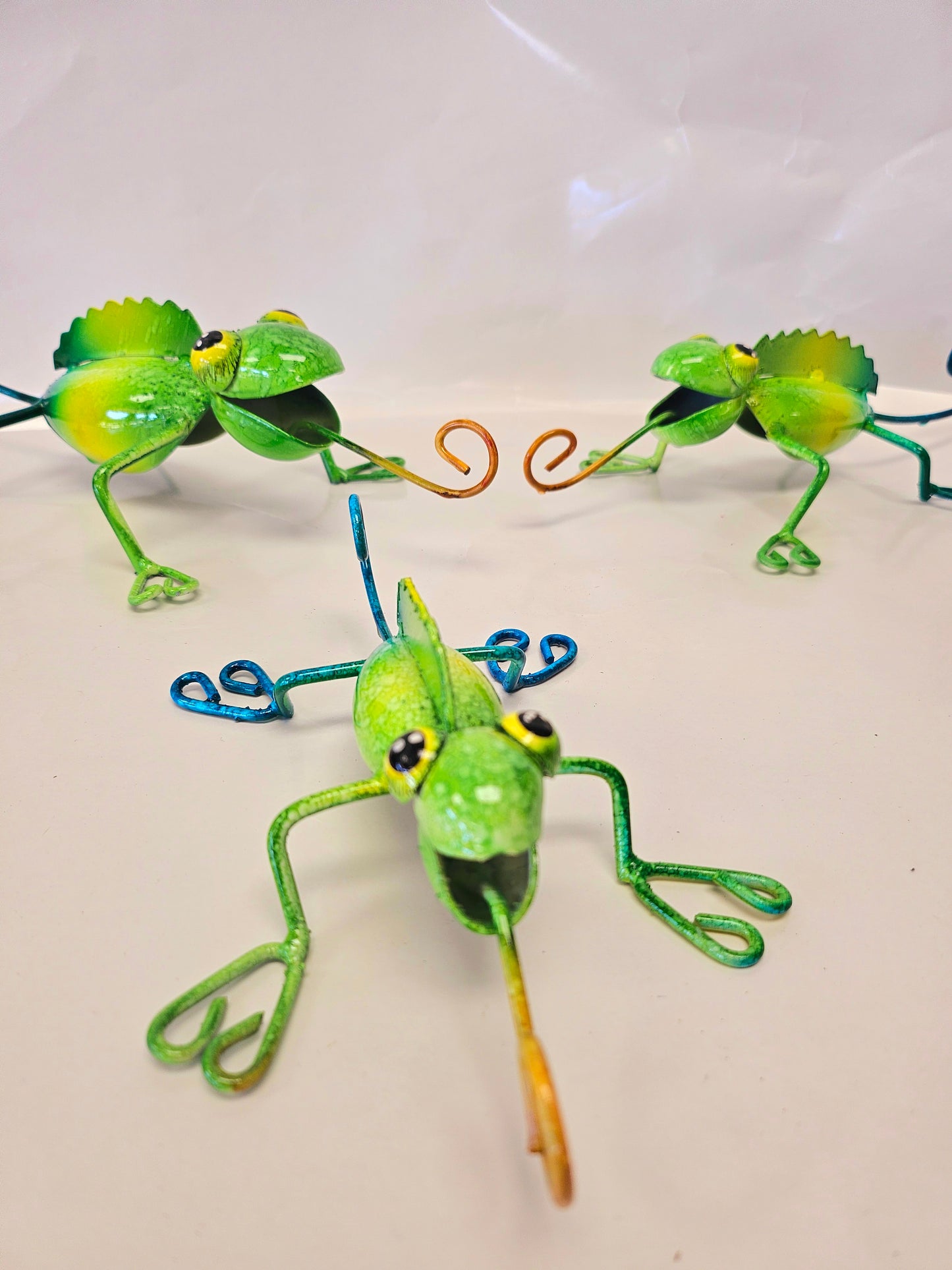 Cute handcrafted metal chameleons set of 3