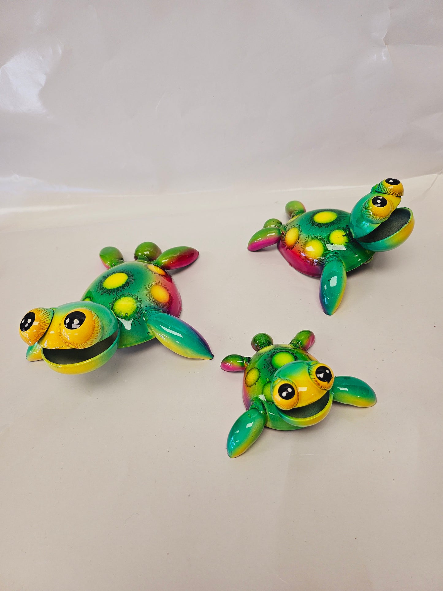 Handcrafted metal turtles. Set of 3