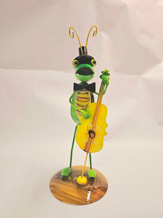 Handcrafted metal musical grasshopper